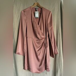 H&M Satin Wrap Dress - Rose